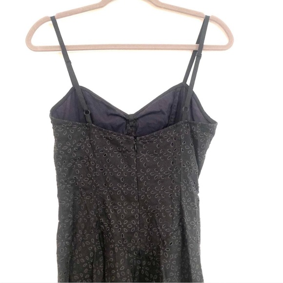 VINTAGE BETSEY JOHNSON BLACK EYELET SPAGHETTI STRAP SLEEVELESS MIDI DRESS SIZE 8 - Picture 3 of 6